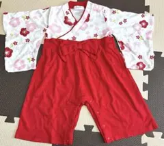 花柄　袴　ロンパース　女の子　80