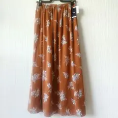 ★シップス ✨タグ付 花柄 マキシ スカート ブラウン系 秋色 上品
