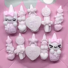 地雷系 量産型 姫系 ハンドメイド ネイルチップ 平成女児