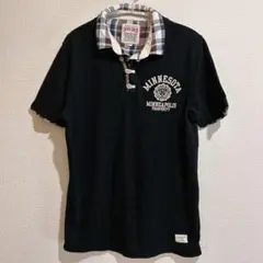 OPEN DICH フェイクレイヤード ポロシャツ L ブラック 黒 半袖