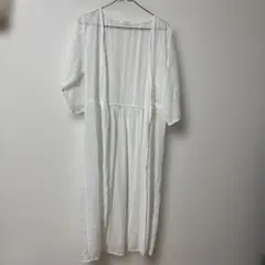 ホワイトストライプロングカーディガン