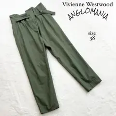 【ヴィヴィアンウエストウッド】コットンハイウエストベルトワイドパンツ☆カーキ☆M