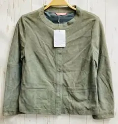 T286：パドプロブレム 羊革 スエード ノーカラージャケット サイズ38