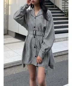 【極美品】ENVYM ＡラインベルトシャツOP 完売品 ※シャツワンピのみのサムネイル