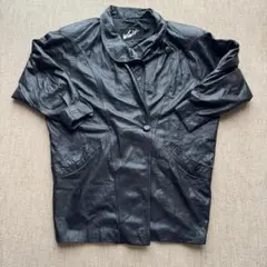 Winlit リアルレザー ハーフコート ジャケット M 黒 オーバーサイズ