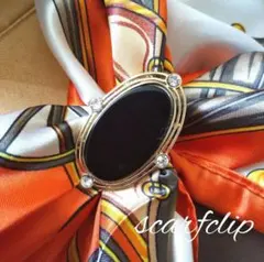 ヴィンテージ オーバル オニキススカーフクリップ スカーフ留め 帯留め 黒