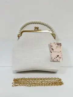 パール風　ハンドル　ホワイト　パーティーバッグ　【値下げ❗️】