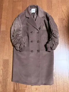 ブラウン ダブルブレスト ロングコート