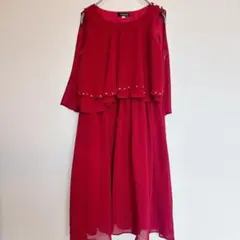 【美品】arisana アリサナ 150 ドレス 赤 発表会 結婚式 ビジュー