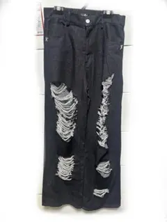 ニーアクロージング　DAMAGE BLACK DENIM PANTS