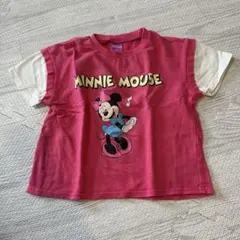 ミニーちゃん　重ね着風Tシャツ