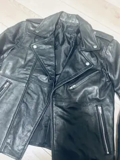 本皮 M ブラック レザー ダブルライダースジャケット