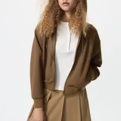 UNIQLO ドライスウェットフルジップパーカ ブラウン M