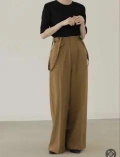 【美品】ローレン　LAULEN ワイドパンツ カーキ　M