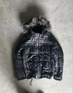 平成y2k ファー付きダブルジップWISH FOR EVER フードブルゾン WISH