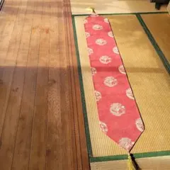 赤 龍刺繍 半幅帯 房付き