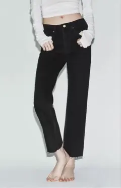 ZARA 新品未使用タグ付き　TRF クロップド丈フレアハイウエストデニムパンツ