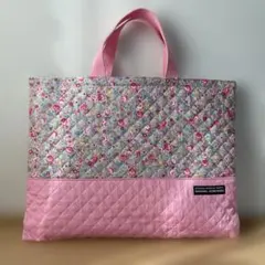 入園入学　レッスンバッグ　絵本袋　通園バック　ハンドメイド　キルティング　花柄