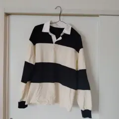 GU ストライプ 長袖ポロシャツ