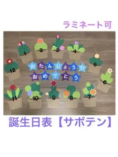 ハンドメイド壁面飾り誕生日表【サボテン】