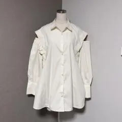 ヘザー ストライプ オープンショルダー big シャツのサムネイル
