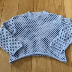 ZARA水色メッシュ編み長袖セーター