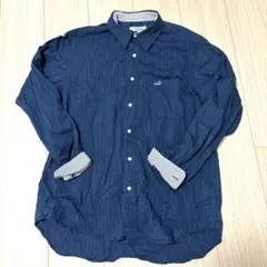Crocodile 長袖シャツ L ネイビー ストライプL1064版