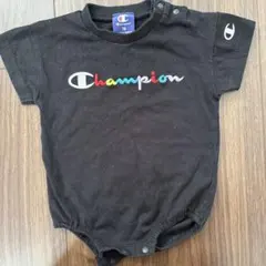 Champion ブラックロンパース 70 半袖ロンパース