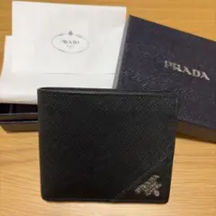 ハピネス様専用 PRADA 二つ折り財布 サフィアーノレザー 三角ロゴ 黒