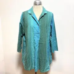リリアンビューティ SP シャツ 総柄レース ミントグリーン 通勤 
