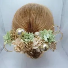 髪飾り【6309】ヘッドパーツ　プリザーブドフラワー　結婚式　成人式　卒業式　袴