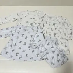 ベビーパジャマ　肌着　長袖　セット 動物柄 3点セット