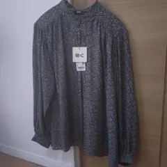 UNIQLO:C　ボリュームスリーブプリントブラウス09Black　Sサイズ