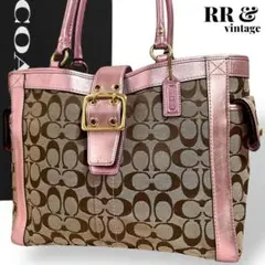 美品✨コーチ シグネチャー 大容量 肩掛け フラップ ターンロック トートバッグ