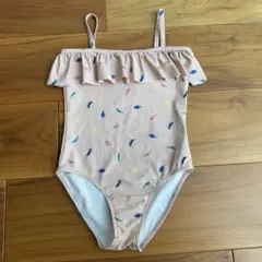 プチバトー　6ans 116cm フリル付きピンクワンピース水着