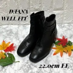 極美品✨ダイアナ レザーショートブーツ サイドファスナー ブラック 23cm アウトレット通販 ファッション 極美品✨ダイアナ レザー