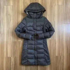 Sノースフェイスレディースブラウン茶色ロングダウンジャケットパーカNORTHFA