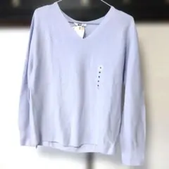 薄紫 Vネックニットセーター Mサイズ