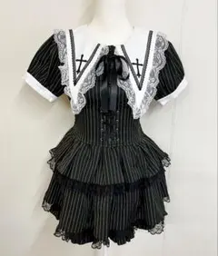 【ゴシック】チェックワンピ クロス刺繍 サブカル 細見え ヴィンテージ ゴシック チェックワンピ クロス刺繍 サブカル 細見え ヴィンテージ