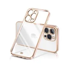 iPhone13 Pro ケース クリア 透明 カバー ピンク ゴールド可愛い