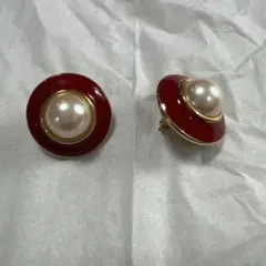 MONET ゴールド レッド パール調 ピアスのサムネイル