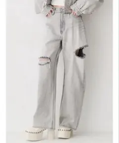 【新品未使用タグ付き】EVRIS カットアウトワイドデニムパンツのサムネイル