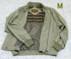【レトロ】メンズ ブルゾン M カーキ チェック柄裏地 スイングトップ