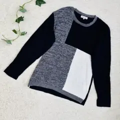 The SHOP　TK　ニット　カットソー　切り替え　L　ネイビー　美品