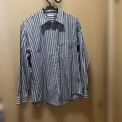 140. GU メンズ　シャツ　ストライプ　S 紺