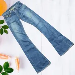 ブーツカットデニム　フレアデニム　ベルボトム風　ジーパン　Gパン　ジーンズ　L