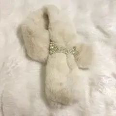 マフラー アイボリー ビジュー付き