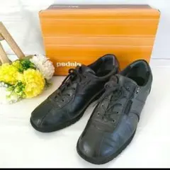 美品 アシックス pedala ペダラ レザー スニーカー サイドジップ 黒