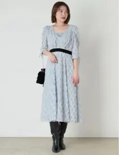 美品 SNIDEL スナイデル フリンジシンプルドレスワンピース M