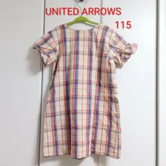 UNITED ARROWS チェック柄 半袖ワンピース 115 110 フリル袖のサムネイル